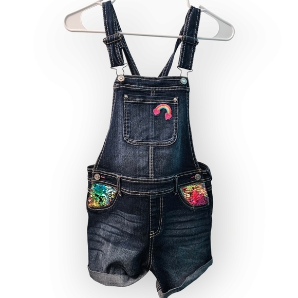 Jordache Other - Kids Denim Overalls with Rainbow Sequin Pockets